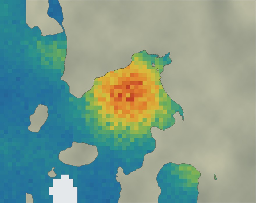 Satellittbilde av klorofyll rundt lokaliteten, eksempeldata